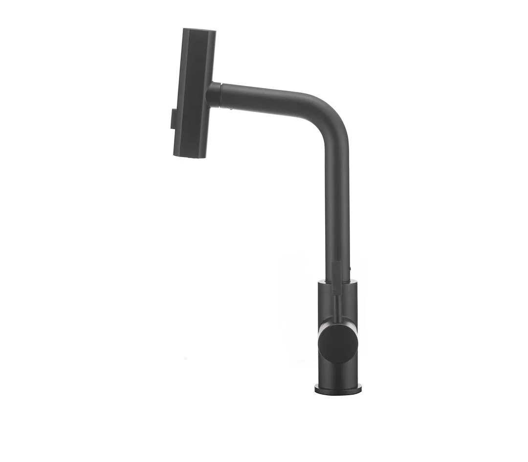 DF-MK511X-MB – DURA FAUCET Faucet, Used For Kitchen Single Piece Deck Mount Rainfall Pull Out Spout Lever Type/ 1 Han...